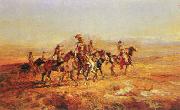 Charles M Russell Sun River War Party USA oil painting artist